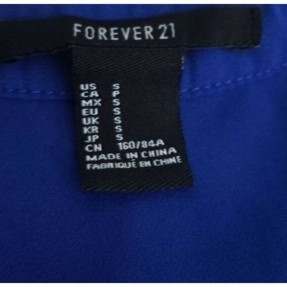 FOREVER 21 COBALT BLUE BLOUSE SZ.S EUC. - Picture 4 of 5